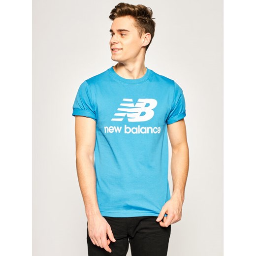 New Balance T-Shirt Essentials Stacked Logo Tee MT01575 Niebieski Athletic Fit New Balance L okazja MODIVO