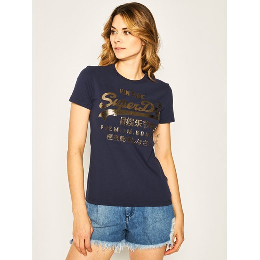 Superdry T-Shirt Pg Metallic Entry Tee W1010049A Granatowy Regular Fit Superdry 10 promocja MODIVO