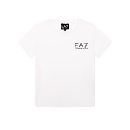 EA7 Emporio Armani T-Shirt 6HBT51 BJ02Z 1100 Biały Regular Fit 4Y okazyjna cena MODIVO
