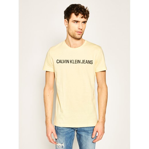 Calvin Klein Jeans T-Shirt Institutional J30J307856 Żółty Regular Fit XL wyprzedaż MODIVO