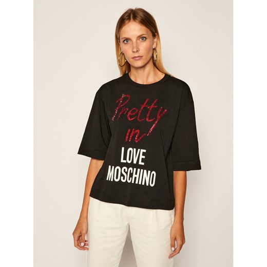 LOVE MOSCHINO T-Shirt W4H0903M 3876 Czarny Oversize Love Moschino 46 okazja MODIVO