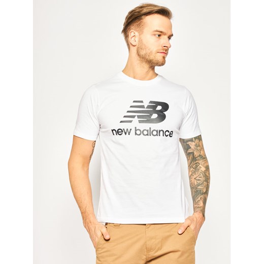 New Balance T-Shirt Essentials Stacked Logo Tee MT01575 Biały Athletic Fit New Balance L MODIVO okazyjna cena