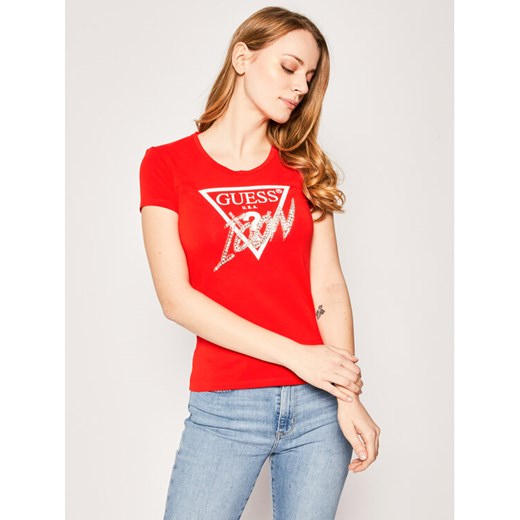 Guess T-Shirt Icon Fleece W0GI08 J1300 Czerwony Slim Fit Guess XS MODIVO promocyjna cena