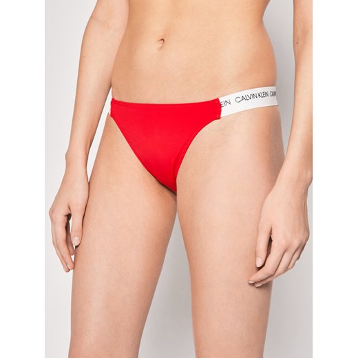 Calvin Klein Swimwear Dół od bikini Cheeky KW0KW00933 Czerwony XS MODIVO wyprzedaż