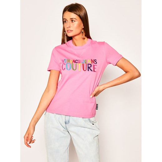 Versace Jeans Couture T-Shirt B2HVB7G3 Różowy Regular Fit L wyprzedaż MODIVO