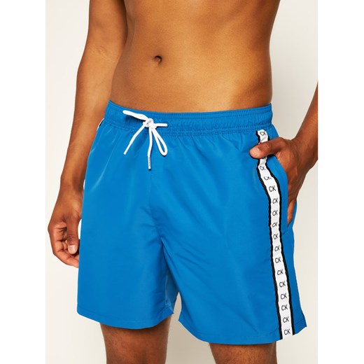 Calvin Klein Swimwear Szorty kąpielowe Medium Drawstring KM0KM00517 Niebieski Regular Fit M wyprzedaż MODIVO