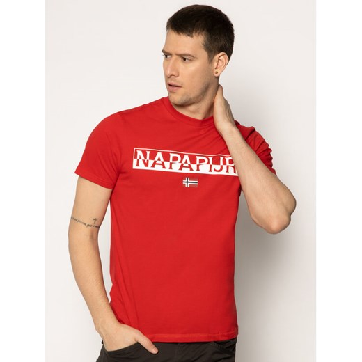 Napapijri T-Shirt Saras Solid NP0A4E5Q Czerwony Regular Fit Napapijri L okazja MODIVO