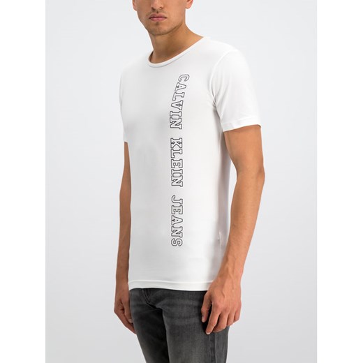 Calvin Klein Jeans T-Shirt J30J312571 Biały Slim Fit L okazyjna cena MODIVO