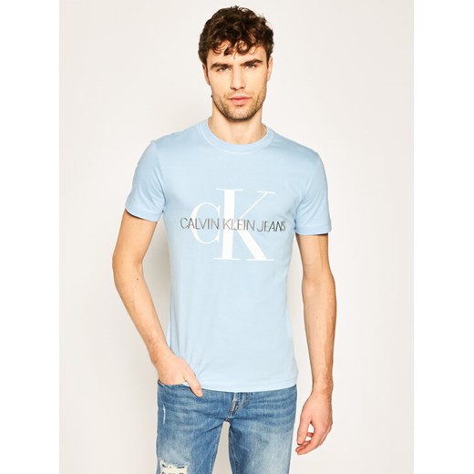 Calvin Klein Jeans T-Shirt Vegetable Dye Monogram J30J314762 Niebieski Slim Fit XL wyprzedaż MODIVO