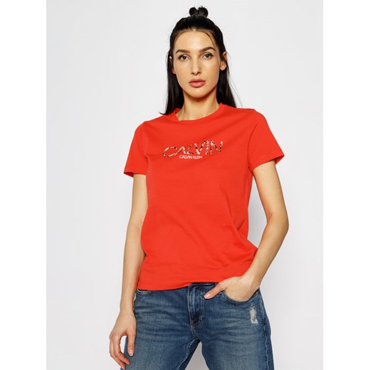 Calvin Klein T-Shirt Print Fill Logo K20K201861 Pomarańczowy Regular Fit Calvin Klein L promocja MODIVO