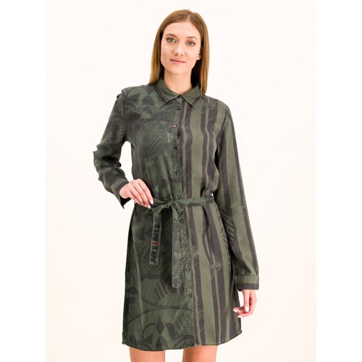 Desigual Sukienka koszulowa 19WWVW69 Zielony Regular Fit Desigual 42 promocyjna cena MODIVO