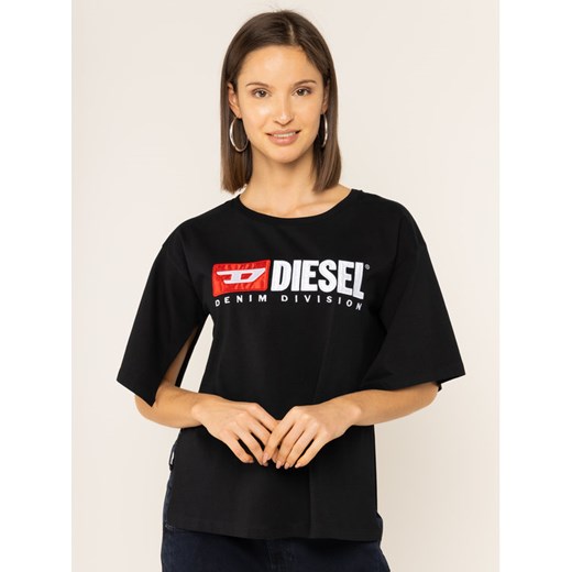 Diesel T-Shirt T-Jacky-D 00SPB90CATJ Czarny Regular Fit Diesel M wyprzedaż MODIVO