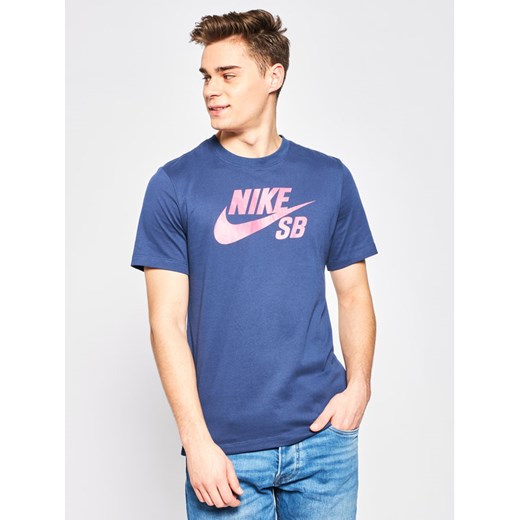 NIKE T-Shirt SB Dry Defect Logo AR4209 Granatowy Standard Fit Nike L promocyjna cena MODIVO