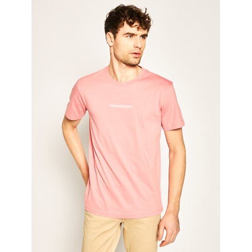 Calvin Klein Jeans T-Shirt Embroidered Logo J30J315186 Różowy Regular Fit XXL wyprzedaż MODIVO