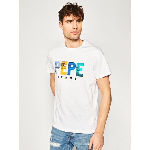 Pepe Jeans T-Shirt Edison PM507142 Biały Regular Fit Pepe Jeans XXL okazyjna cena MODIVO