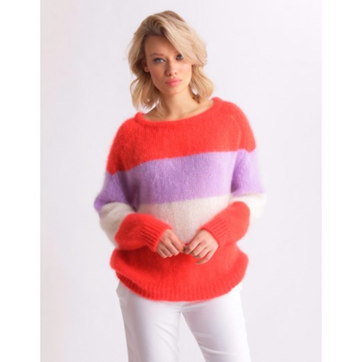 Sweter damski czerwony Bad Icon z okrągłym dekoltem