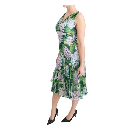 Sukienka Dolce & Gabbana bez rękawów midi z dekoltem v w kwiaty 