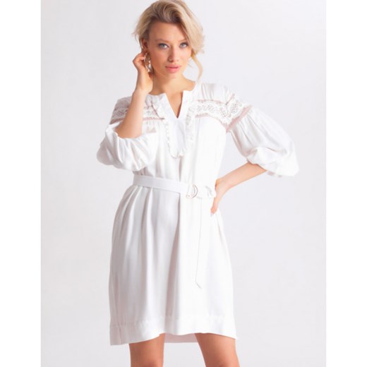 Bad Icon sukienka biała z długimi rękawami mini 