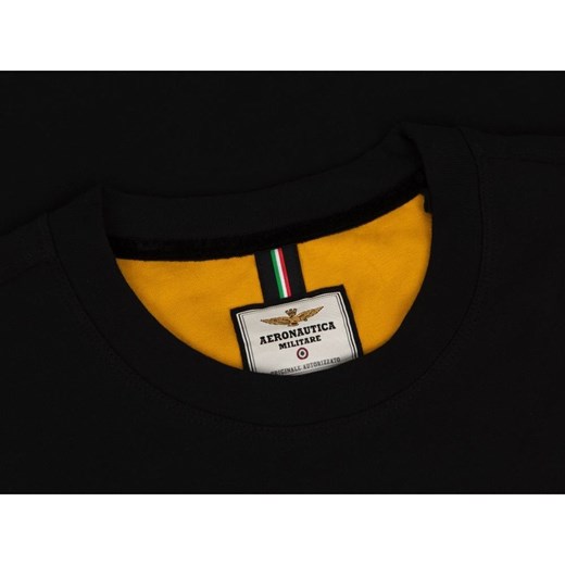 T-shirt męski czarny Aeronautica Militare z bawełny 
