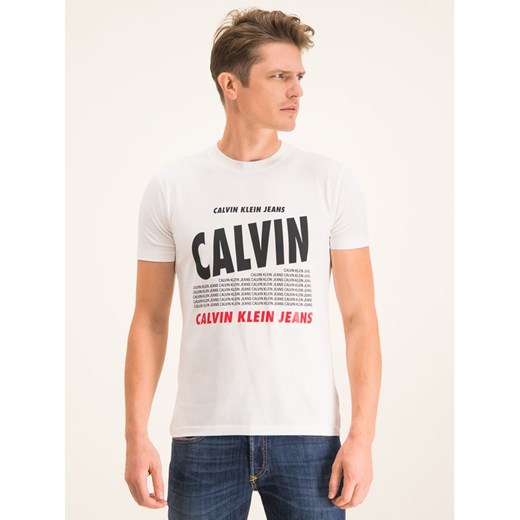 Calvin Klein Jeans T-Shirt J30J314200 Biały Regular Fit M wyprzedaż MODIVO
