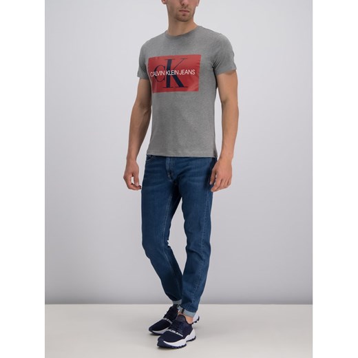 Calvin Klein Jeans T-Shirt Monogram J30J313564 Szary Slim Fit XXL promocyjna cena MODIVO