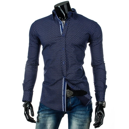 Koszula z długim rękawem (dx0226) - Niebieski dstreet szary bawełniane