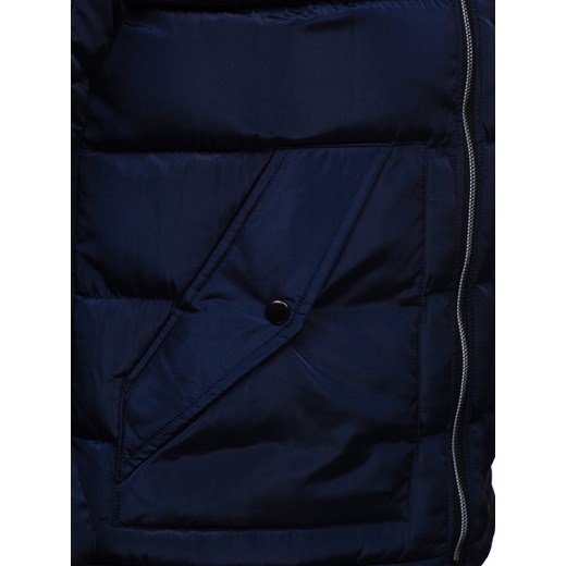 Granatowa pikowana kurtka męska zimowa z kapturem Denley 1181 2XL Denley okazja