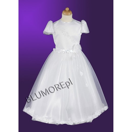 Biała sukienka pokomunijna dla księżniczki 128 - 146 Milan 4 blumore-pl bialy delikatne