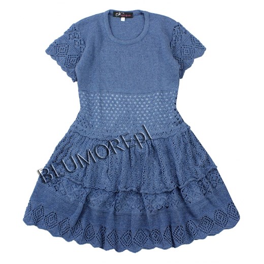 Ażurowa sukienka dla dziewczynki 110 - 140 Zuzia blumore-pl niebieski akryl