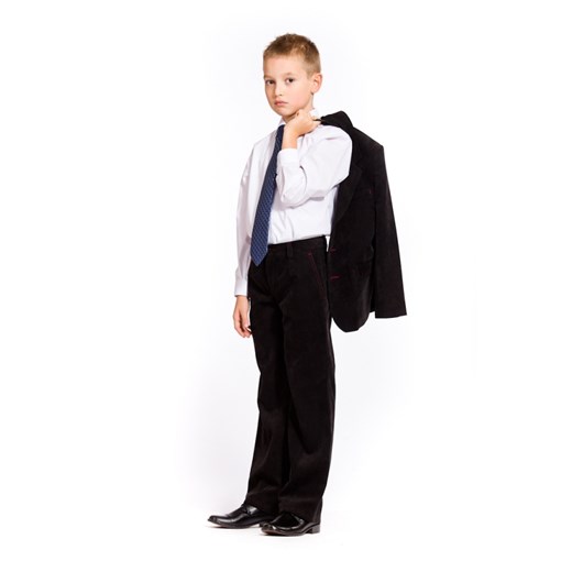 Czarne spodnie regularny sztruks dla chłopca 92 - 176 blumore-pl czarny chłopięce