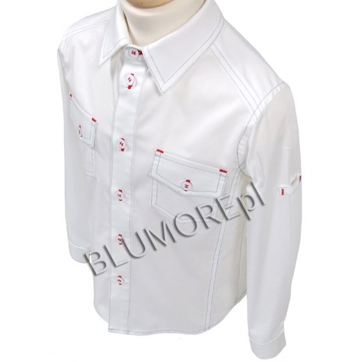 Biała sportowa koszula dla chłopca 92 - 164 Wiktor blumore-pl bialy bawełniane