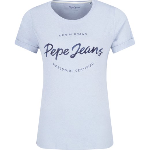 Pepe Jeans London T-shirt ERIN | Regular Fit | z dodatkiem lnu S wyprzedaż Gomez Fashion Store