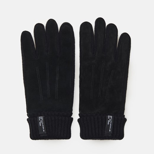 Cropp - Rękawiczki ze skórzanymi panelami - Czarny Cropp S/M Cropp