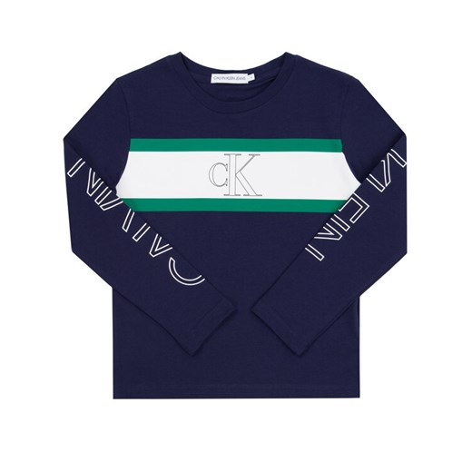 Calvin Klein Jeans Bluzka Logo Colour Block IB0IB00350 Granatowy Regular Fit 8 wyprzedaż MODIVO