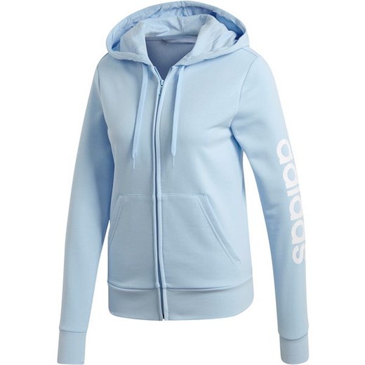 Bluza z kapturem damska Essentials Linear Hoodie Adidas (jasnoniebieska) S SPORT-SHOP.pl promocyjna cena