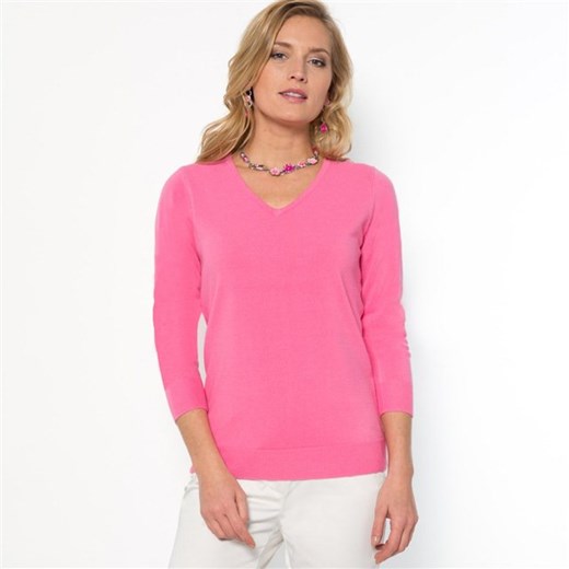Sweter z dekoltem w kształcie litery „V”, kaszmirowo miękki akryl la-redoute-pl rozowy akryl