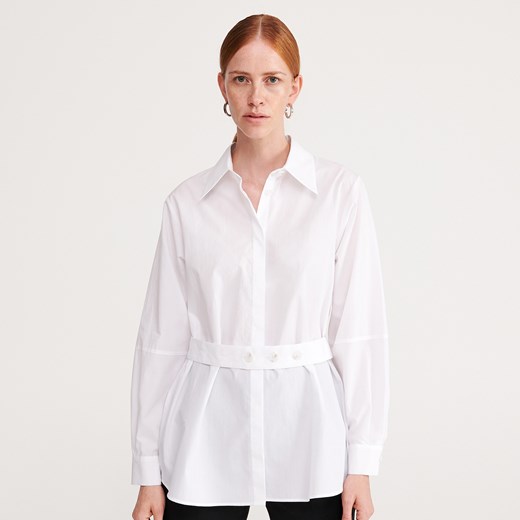 Reserved - Gładka koszula z paskiem - Biały Reserved 40 okazja Reserved