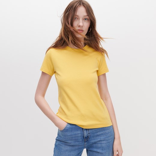 Reserved - Gładki T-shirt - Żółty Reserved M okazyjna cena Reserved