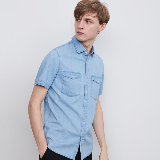 Reserved - Jeansowa koszula slim fit - Niebieski Reserved M wyprzedaż Reserved