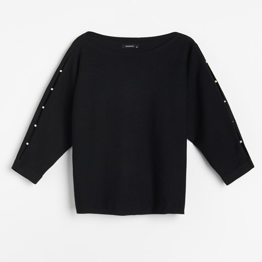 Reserved - Sweter z wycięciami na rękawach - Czarny Reserved XL Reserved