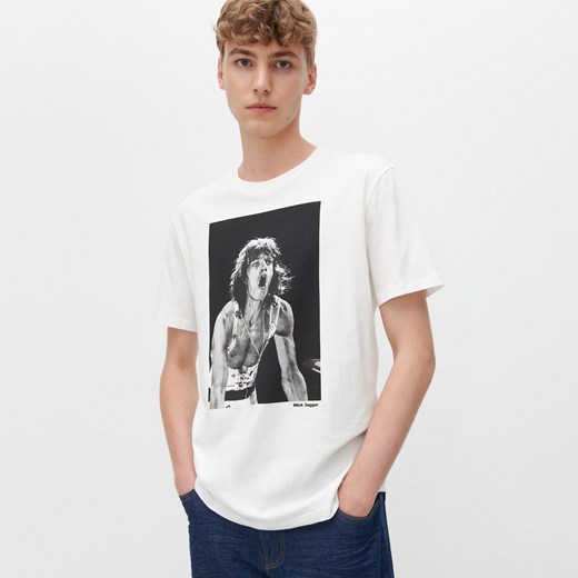 Reserved - T-shirt Mick Jagger - Kremowy Reserved L Reserved