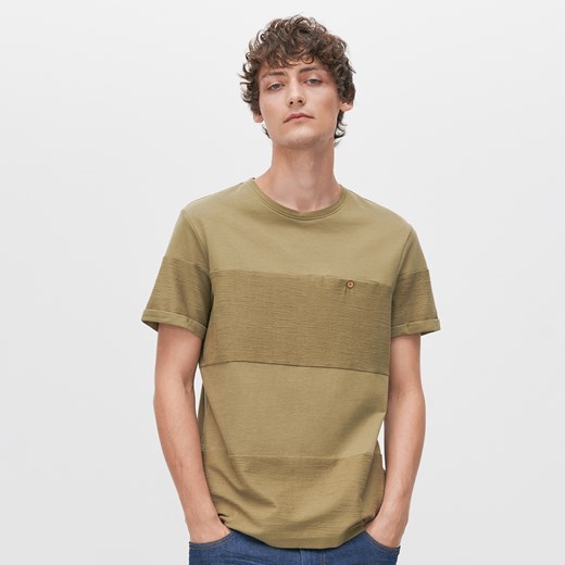 Reserved - T-shirt z łączonych materiałów - Zielony Reserved M Reserved