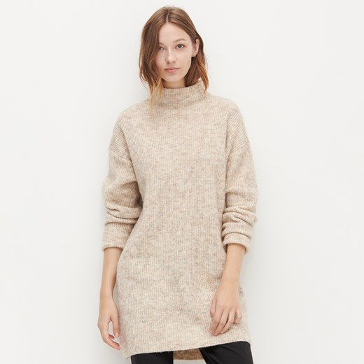 Reserved - Długi sweter ze stójką - Kremowy Reserved M Reserved