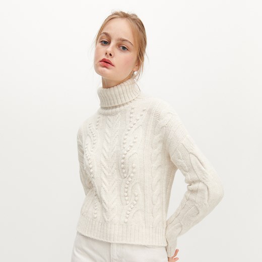 Sweter damski Reserved biały gładki 