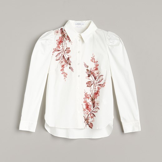 Reserved - Popelinowa koszula z nadrukiem - Biały Reserved 34 Reserved