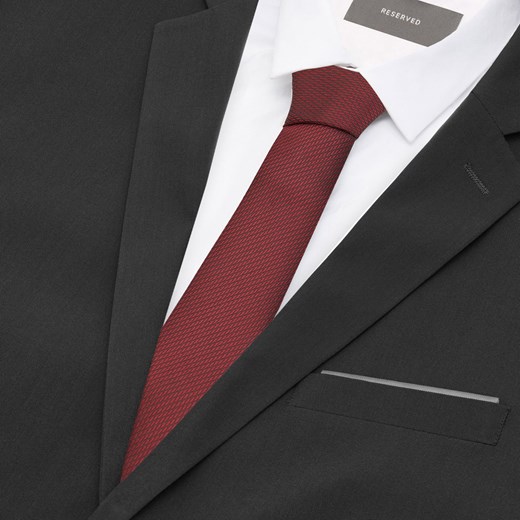 Reserved - Żakardowy krawat - Bordowy Reserved ONE SIZE Reserved
