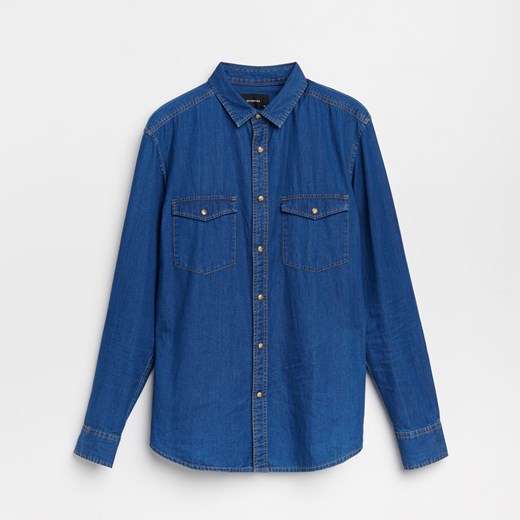 Reserved - Jeansowa koszula z bawełny organicznej - Granatowy Reserved XXL Reserved