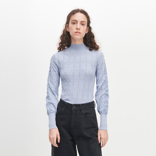Reserved - Ażurowy sweter - Niebieski Reserved M okazja Reserved