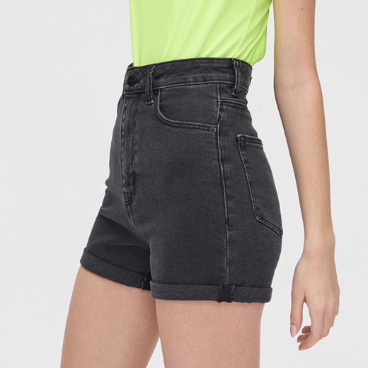 Cropp - Szorty slim high waist - Szary Cropp 36 wyprzedaż Cropp
