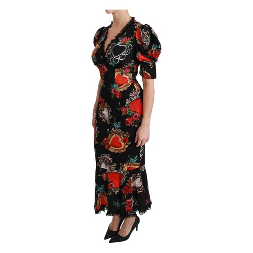 Sukienka Dolce & Gabbana wielokolorowa z dekoltem w serek z elastanu 